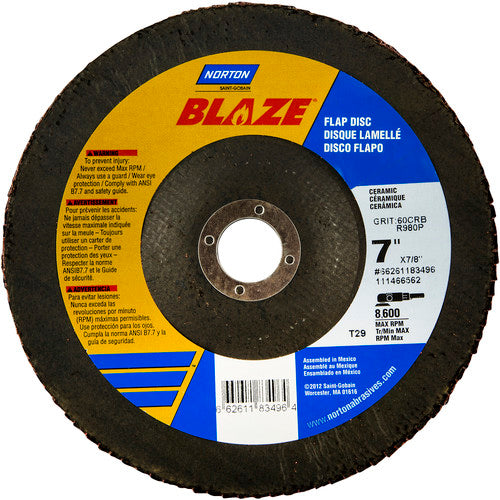 7″ × 1/4″ × 7/8″ SG Blaze R980P Flap Disc Type 29 Conical 80 Grit - Eagle Tool & Supply