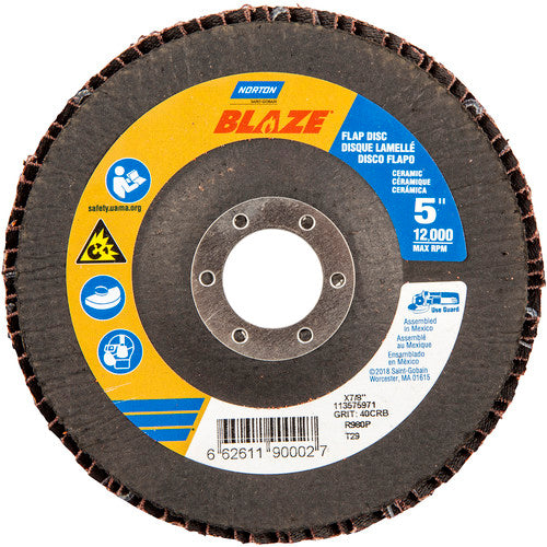 5 × 7/8″ Blaze Fiberglass Conical Flap Disc Type 29 40 Grit R980P Premium Ceramic Alumina - Eagle Tool & Supply