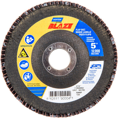5″ × 1/4″ × 7/8″ SG Blaze R980P Flap Disc Type 29 Conical 80 Grit - Eagle Tool & Supply