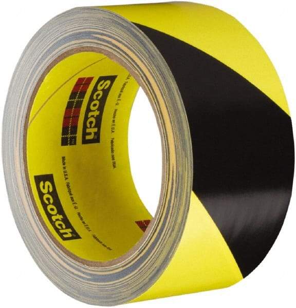 3M - Black & Yellow Striped Anti-Slip Vinyl Tape - 48" Wide x 108' Long, General Traffic - Eagle Tool & Supply