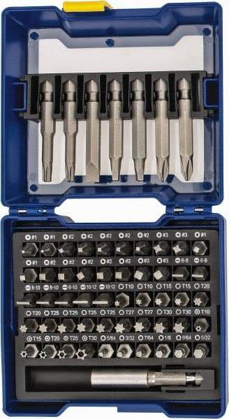 Irwin - 58 Piece, 1/4" Drive Screwdriver Insert Bit Set - #1 to #3 Phillips, 0.05 to 1/4" Hex, 1.27 to 10mm Hex, T10 to T40 Torx, #1 to #3 Square Recess - Eagle Tool & Supply