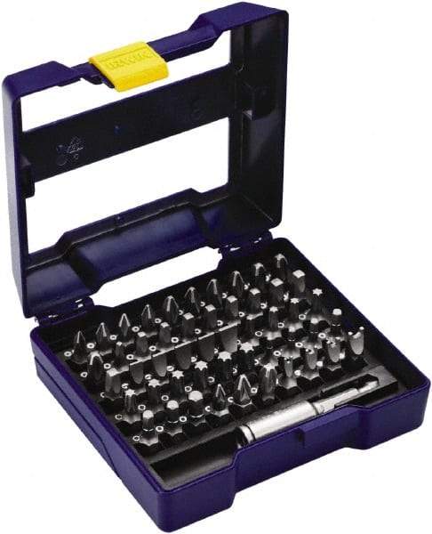 Irwin - 51 Piece, 1/4" Drive Screwdriver Insert Bit Set - #1 to #3 Phillips, 0.05 to 1/4" Hex, 1.27 to 10mm Hex, T10 to T40 Torx, #1 to #3 Square Recess - Eagle Tool & Supply