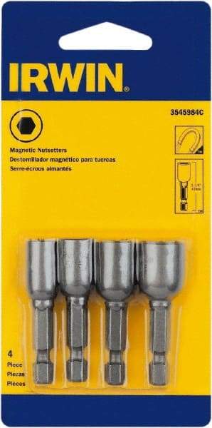 Irwin - 4 Piece, Nutsetter Handle, Bit Holder - 1/4" Hex Drive - Eagle Tool & Supply