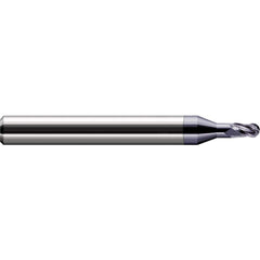 Harvey Tool - 0.01" Diam, 1/64" LOC, 3 Flute Solid Carbide Ball End Mill - Exact Industrial Supply