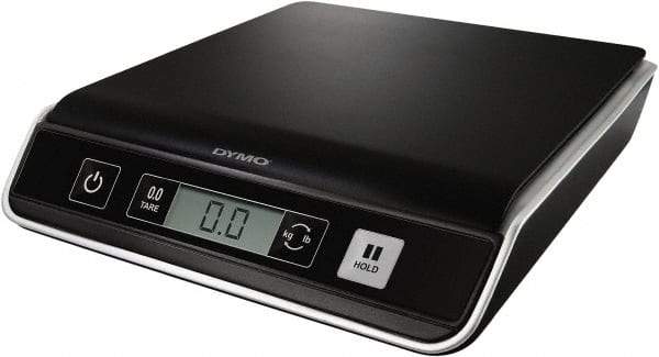 Dymo - 9.2" Base, 10 Lb Capacity, Digital Scale - 0.01 Lb, 0.2 oz & 5 g Graduation, USB Cable from Computer or (3) AAA Batteries - Eagle Tool & Supply