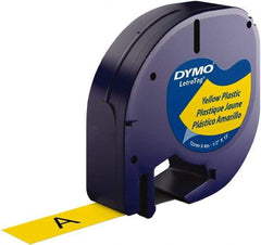 Dymo - 1/2" Wide x 156" Long, Black on Yellow Plastic Label Printer Cartridge - For DYMO Letratag Printers - Eagle Tool & Supply