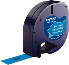 Dymo - 1/2" Wide x 156" Long, Black on Blue Plastic Label Printer Cartridge - For DYMO Letratag Printers - Eagle Tool & Supply