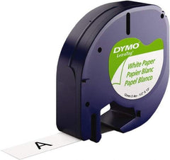 Dymo - 1/2" Wide x 156" Long, Black on White Paper Label Printer Cartridge - For DYMO Letratag Printers - Eagle Tool & Supply