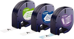 Dymo - 1/2" Wide x 156" Long, Black on White & Black On Clear Plastic/Paper Label Printer Cartridge - For DYMO Letratag Printers - Eagle Tool & Supply