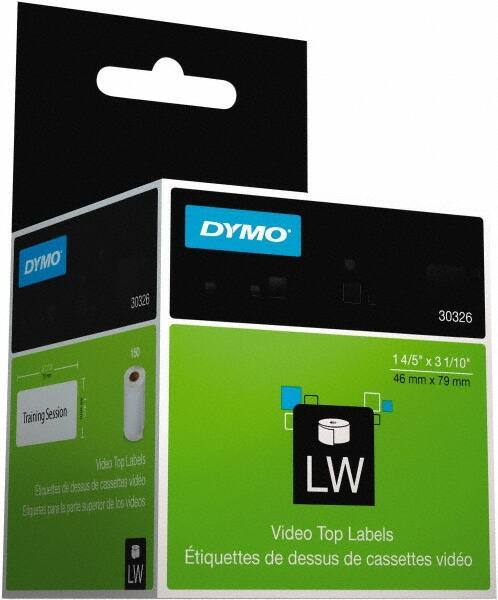 Dymo - 1.8" Wide x 3-3/32" Long, White Video Top Label - For DYMO LabelWriter Printers - Eagle Tool & Supply