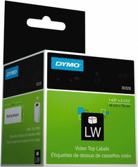 Dymo - 1.8" Wide x 3-3/32" Long, White Video Top Label - For DYMO LabelWriter Printers - Eagle Tool & Supply