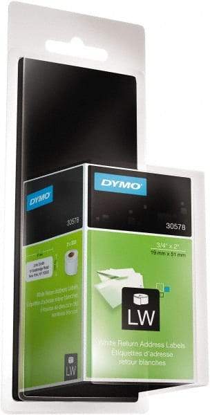 Dymo - 3/4" Wide x 2" Long, White Return Address Label - For DYMO LabelWriter Printers - Eagle Tool & Supply