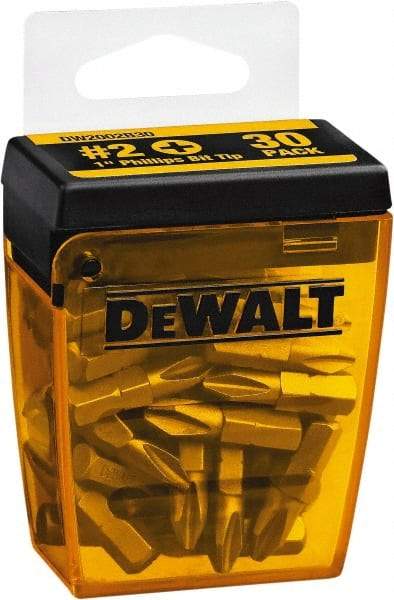 DeWALT - #2, Tip Phillips Screwdriver Bit - 1/4" Drive, 1" OAL - Eagle Tool & Supply