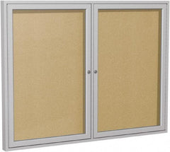 Ghent - 48" Wide x 36" High Enclosed Cork Bulletin Board - Vinyl, Caramel - Eagle Tool & Supply