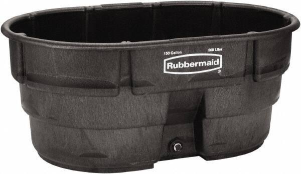 Rubbermaid - 150 Gallon Black Oval Plastic Stock Tank - 25" High x 39" Diam - Eagle Tool & Supply