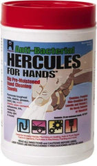 Hercules - Pre-Moistened Hand Cleaning Wipes - Canister, 12" x 10" Sheet Size, White - Eagle Tool & Supply