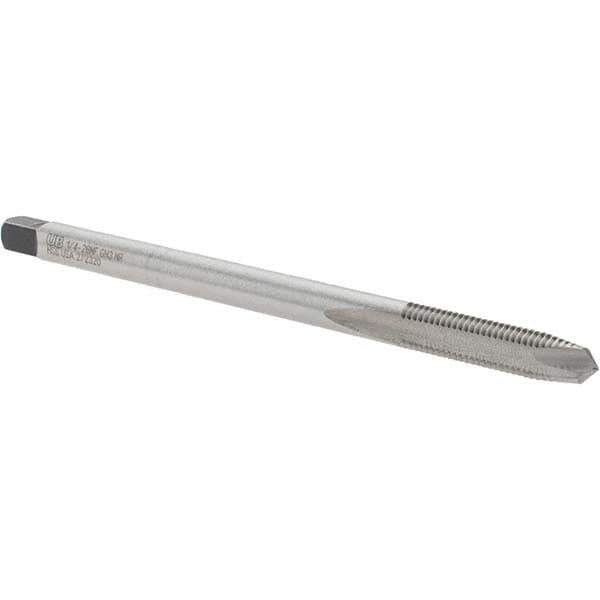 Union Butterfield - 1/4-28 UNF 2 Flute H3 Bright Finish High Speed Steel Spiral Point Extension Tap - Plug Chamfer, 4" OAL, 1" Thread Length, 3B Class of Fit, Series 1534NE - Eagle Tool & Supply