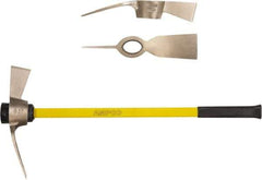 Ampco - 5 Lb Head Nonsparking Mattock - 36-1/4" OAL, 16" Long Blade, Fiberglass Straight Handle - Eagle Tool & Supply