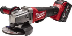 Milwaukee Tool - 4-1/2 & 5" Wheel Diam, 8,500 RPM, Cordless Angle & Disc Grinder - 5/8-11 Spindle, 18 Volts - Eagle Tool & Supply