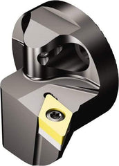 Sandvik Coromant - Left Hand Cut, Size 25, DCMT 3(2.5)2 Insert Compatiblity, Modular Turning & Profiling Cutting Unit Head - 17mm Ctr to Cutting Edge, 23mm Head Length, Through Coolant, Series CoroTurn 107 - Eagle Tool & Supply