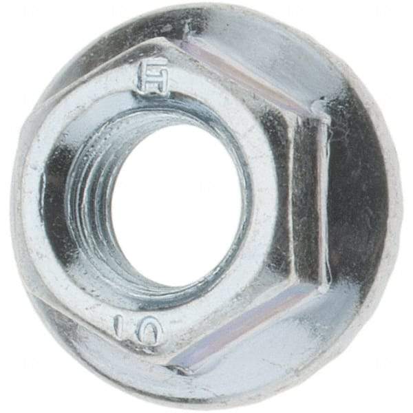 Value Collection - M8, 17.5mm Flange Diam, 8mm High, 12mm Across Flats, Flange Nut - Steel, Zinc-Plated Finish, JIS B 1190 - Eagle Tool & Supply