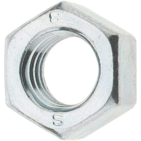 Value Collection - M8x1.25 Metric Coarse Steel Right Hand Hex Nut - 12mm Across Flats, 6.5mm High, Zinc-Plated Finish - Eagle Tool & Supply