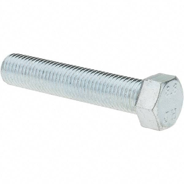 Value Collection - M10x1.25mm Metric Fine, 50mm Length Under Head Hex Head Cap Screw - Partially Threaded, Grade 8.8 Steel, Zinc-Plated Finish, 17mm Hex - Eagle Tool & Supply