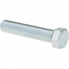 Value Collection - M10x1.25mm Metric Fine, 50mm Length Under Head Hex Head Cap Screw - Partially Threaded, Grade 8.8 Steel, Zinc-Plated Finish, 17mm Hex - Eagle Tool & Supply