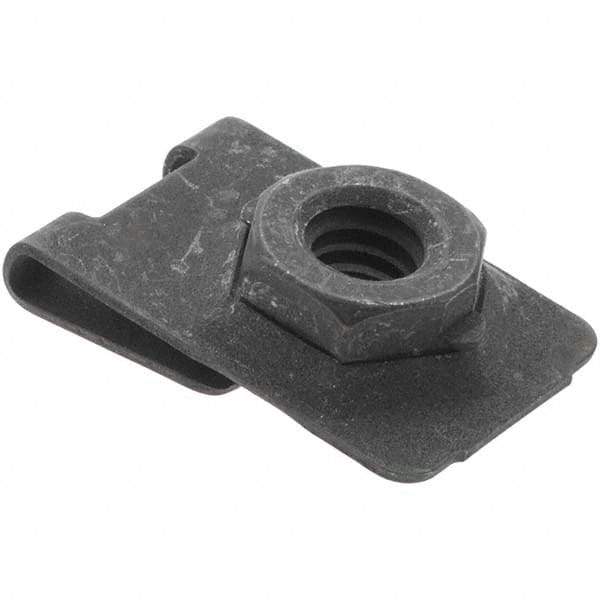 Value Collection - 1/4-20 Screw, 0.032 to 0.093" Thick, Spring Steel J Nut - 1/2" Center Edge, Black Phosphate Finish - Eagle Tool & Supply