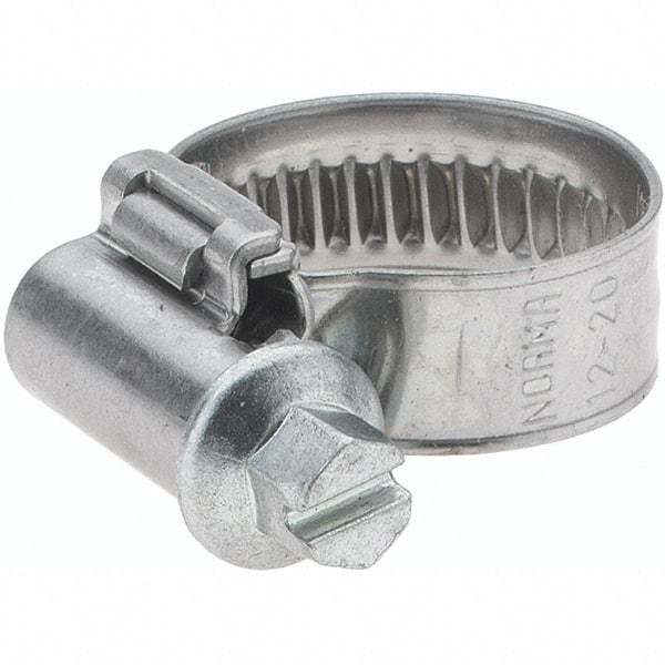 Value Collection - 12 to 20mm Diam, Stainless Steel Worm Drive Clamp - 9mm Wide - Eagle Tool & Supply