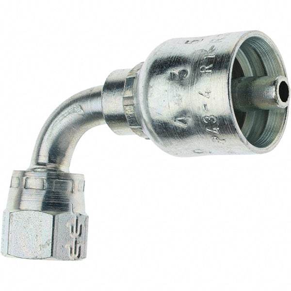 Parker - 1/2-20 Female JIC Steel Hydraulic Hose Female JIC Swivel & 90° Elbow - -4 Hose Size, 1/4" Hose Diam - Eagle Tool & Supply