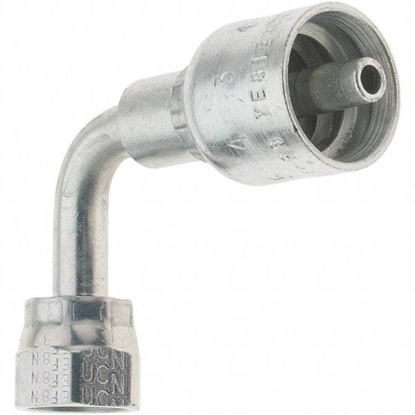 Parker - Seal-Lok Steel Hydraulic Hose Female Seal-Lok Swivel & 90° Elbow - -4 Hose Size, 1/4" Hose Diam - Eagle Tool & Supply