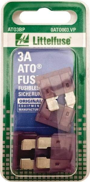 Value Collection - 3 Amp, 32 VAC/VDC, Automotive Fuse - 3/4" Long, Violet, Littlefuse ATO003 - Eagle Tool & Supply