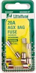 Value Collection - 32V AC/DC, 20 Amp, Fast-Acting Miniature Glass/Ceramic Fuse - 7/8" OAL, 1/4" Diam - Eagle Tool & Supply