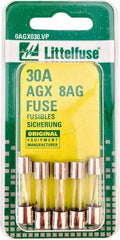 Value Collection - 32V AC/DC, 30 Amp, Fast-Acting Miniature Glass/Ceramic Fuse - 7/8" OAL, 1/4" Diam - Eagle Tool & Supply