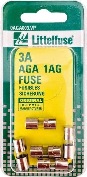 Value Collection - 32V AC/DC, 3 Amp, Fast-Acting Miniature Glass/Ceramic Fuse - 5/8" OAL, 1/4" Diam - Eagle Tool & Supply