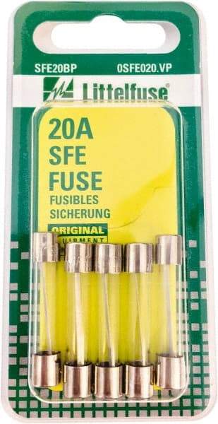 Value Collection - 32V AC/DC, 20 Amp, Fast-Acting Miniature Glass/Ceramic Fuse - 1-1/4" OAL, 1/4" Diam - Eagle Tool & Supply