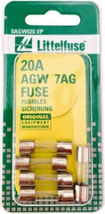 Value Collection - 32V AC/DC, 20 Amp, Fast-Acting Miniature Glass/Ceramic Fuse - 7/8" OAL, 1/4" Diam - Eagle Tool & Supply