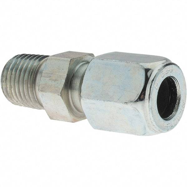 Parker - Metal Flareless Bite Tube 3/8" OD Male Connector - 1/4 NPTF - Eagle Tool & Supply