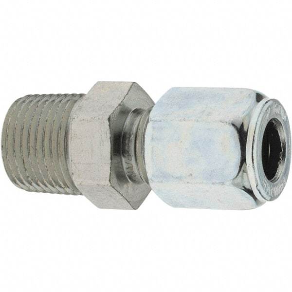 Parker - Metal Flareless Bite Tube 3/8" OD Male Connector - 3/8 NPTF - Eagle Tool & Supply