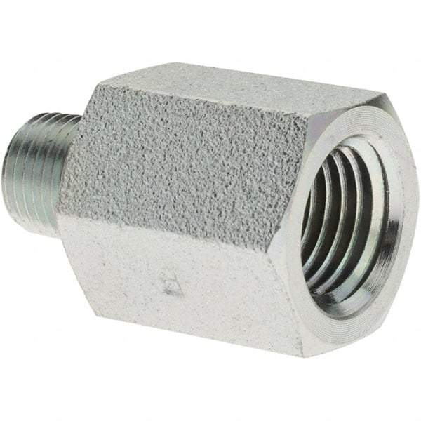 Parker - 1/8 Male Thread x 1/4 Female Thread, Steel Industrial Pipe Adapter - MNPTF x FNPTF, 6,000 psi - Eagle Tool & Supply