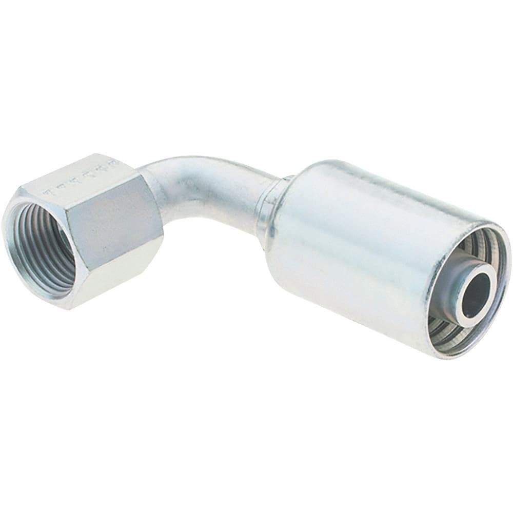 Parker - 3/4-16 Female JIC Steel Hydraulic Hose Female JIC Swivel & 90° Elbow - -8 Hose Size, 1/2" Hose Diam - Eagle Tool & Supply
