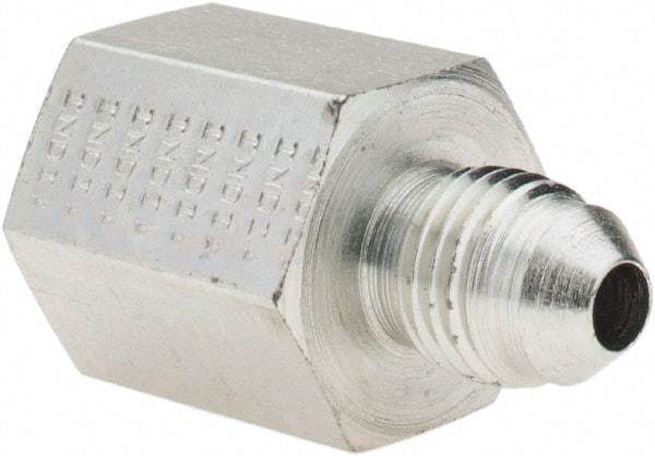 Parker - 1/4" Tube OD, 37° Steel Flared Tube Female Adapter - 1/4-18 NPTF, Flare x NPTF Ends - Eagle Tool & Supply