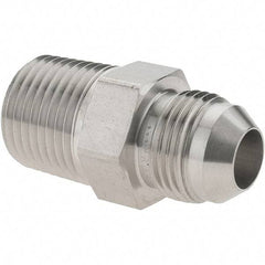 Parker - 1/2" Tube OD, 37° Stainless Steel Flared Tube Male Adapter - 1/2-14 NPTF, Flare x NPTF Ends - Eagle Tool & Supply