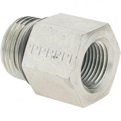 Parker - 7/8-14 Male Thread x 3/8 Female Thread, Zinc Plated Steel Industrial Pipe Adapter - Male Straight Thread O-Ring x Female NPTF, 5,000 psi - Eagle Tool & Supply