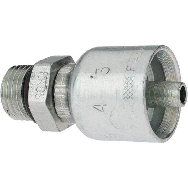 Parker - 9/16-18 Male ORB Steel Hydraulic Hose Male Rigid Fitting - -4 Hose Size, 1/4" Hose Diam - Eagle Tool & Supply