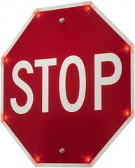 TAPCO - "Stop", 30" Wide x 30" High, Metal Stop & Yield Signs - White on Red, Diamond Grade Reflectivity, Octagon, Post Mount - Eagle Tool & Supply