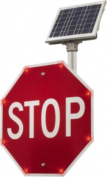 TAPCO - "Stop", 36" Wide x 36" High, Metal Stop & Yield Signs - White on Red, Diamond Grade Reflectivity, Octagon, Post Mount - Eagle Tool & Supply