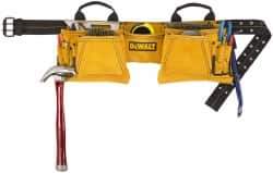 DeWALT - 29 to 46" Waist Apron - 12 Pocket, Yellow, Leather - Eagle Tool & Supply