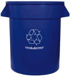 PRO-SOURCE - 20 Gal Blue Round Recycling Container - Polyethylene, 23" High - Eagle Tool & Supply